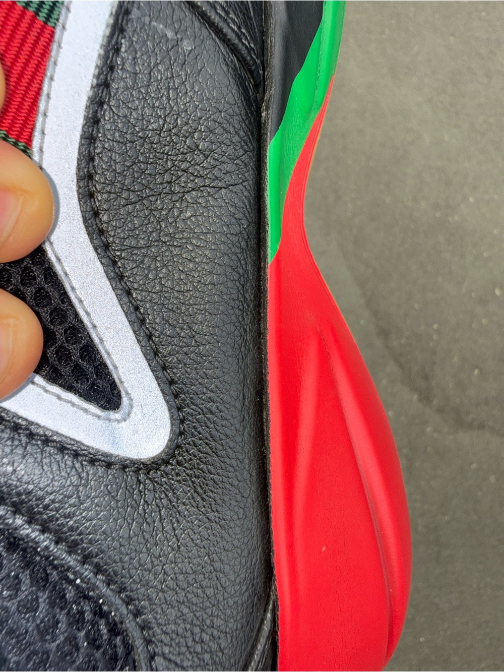 Gucci Rython Leather Mesh Sneakers - Picture 6 of 9